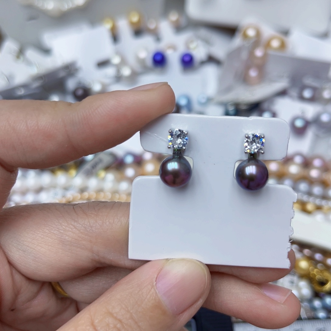 淡水珍珠耳饰银S925镶嵌