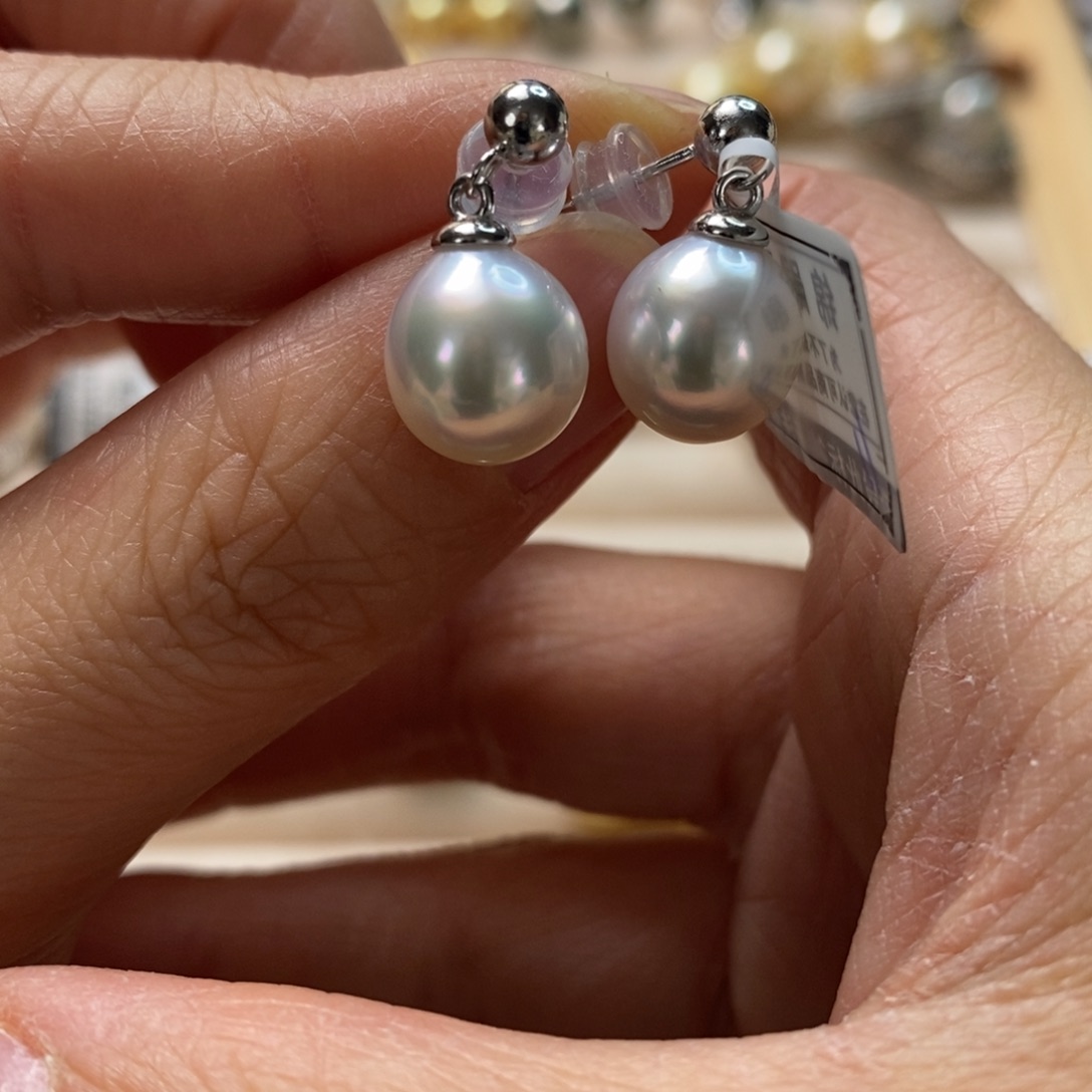 海水珍珠耳饰银S925镶嵌