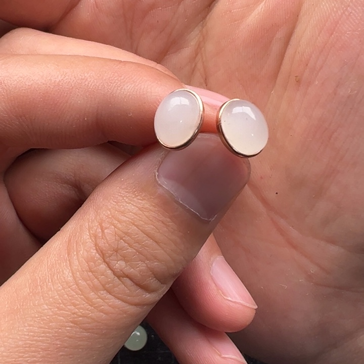 和田玉未镶嵌耳饰多样性发其一对白玉耳钉