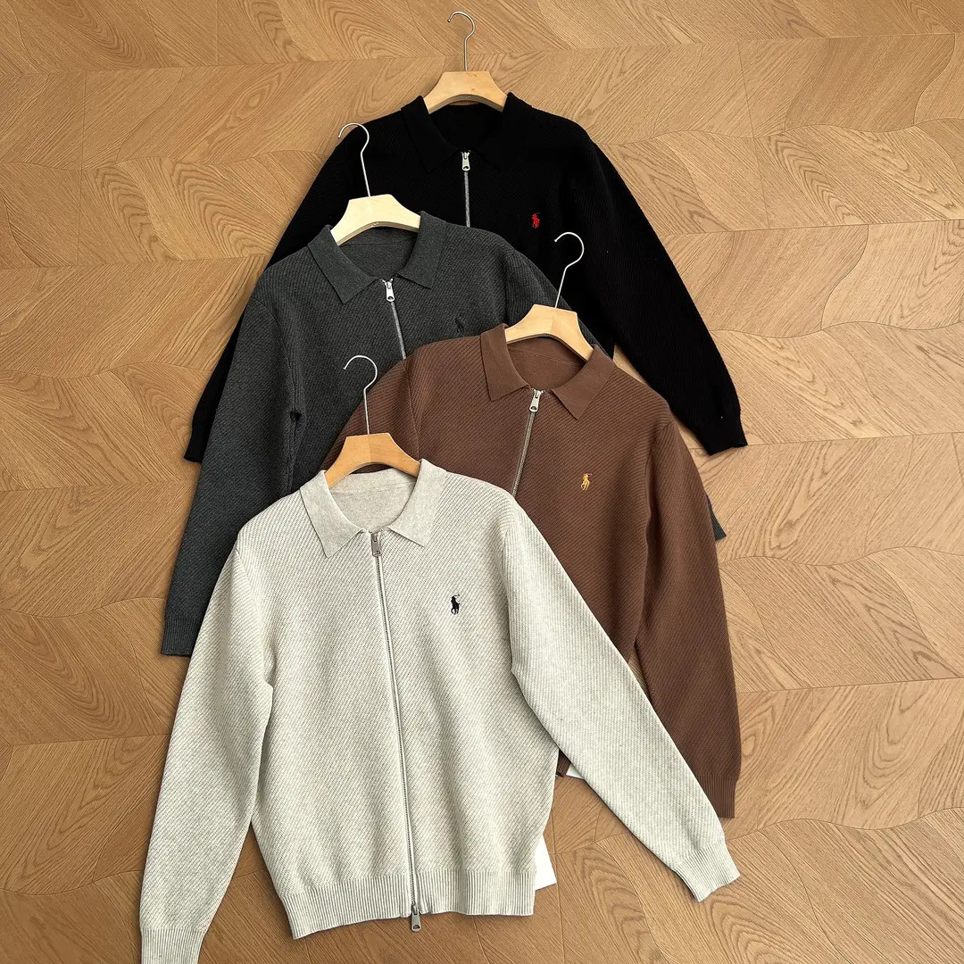 【老钱通勤】老钱风绣花长袖针织POLO衫开衫外套休闲百搭针织毛衣潮