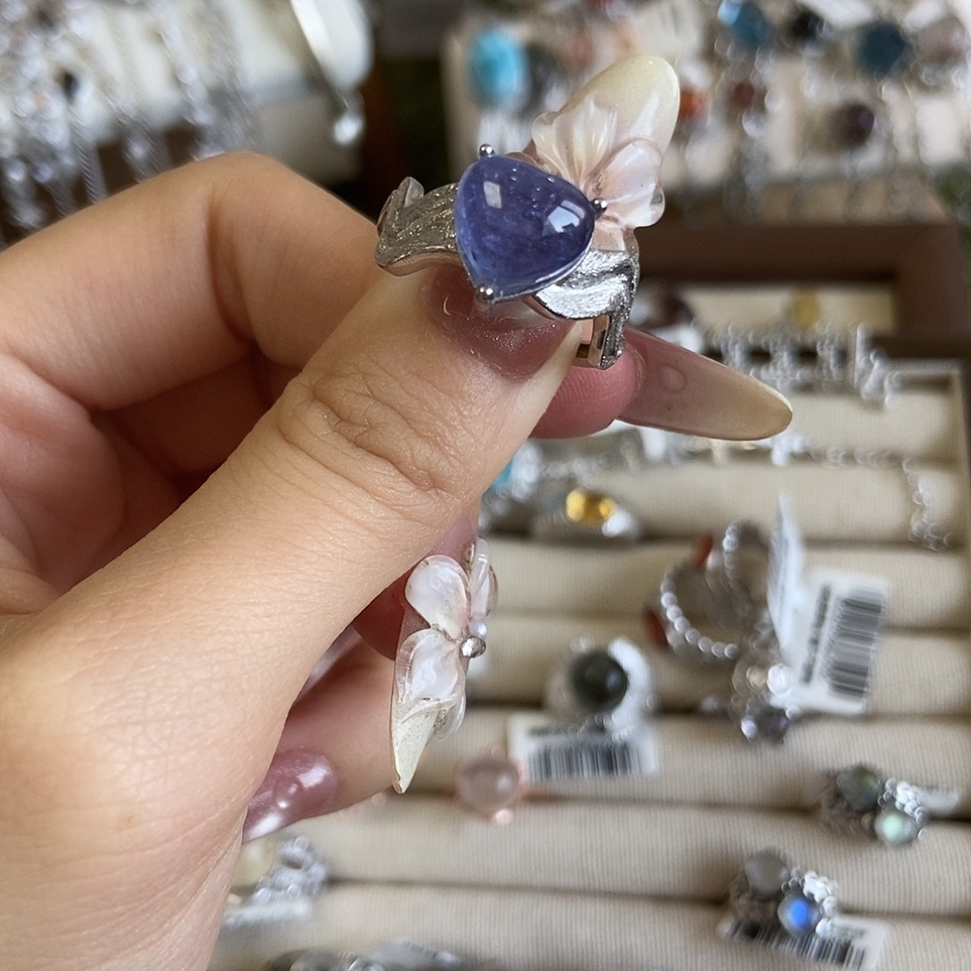 呆***呆银S925镶嵌戒指烟晶坦桑石