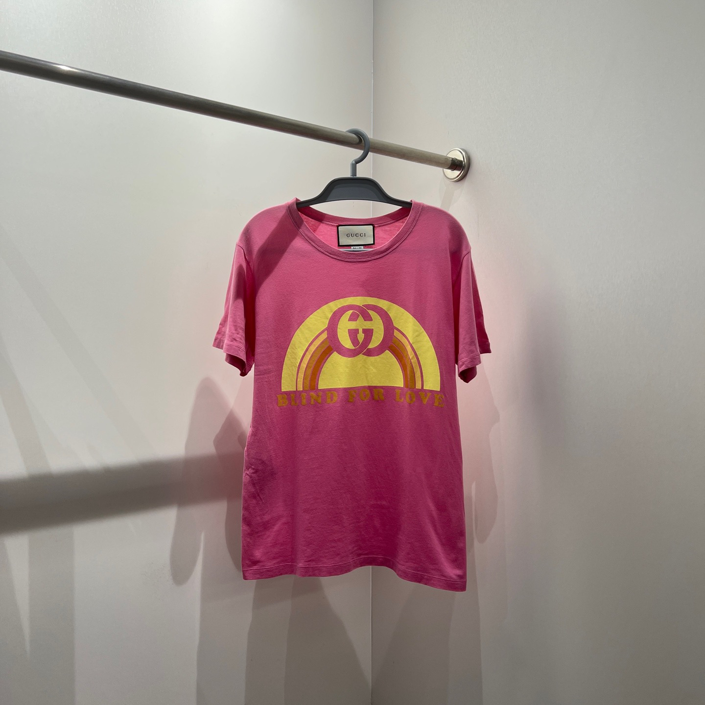 99新 GUCCI/古驰 ss126/粉色双G图案印花短袖 xs码 棉 