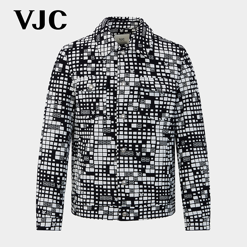 VJC/威杰思【专柜同款】2025秋季新款男装格子针织外套B25CE2259
