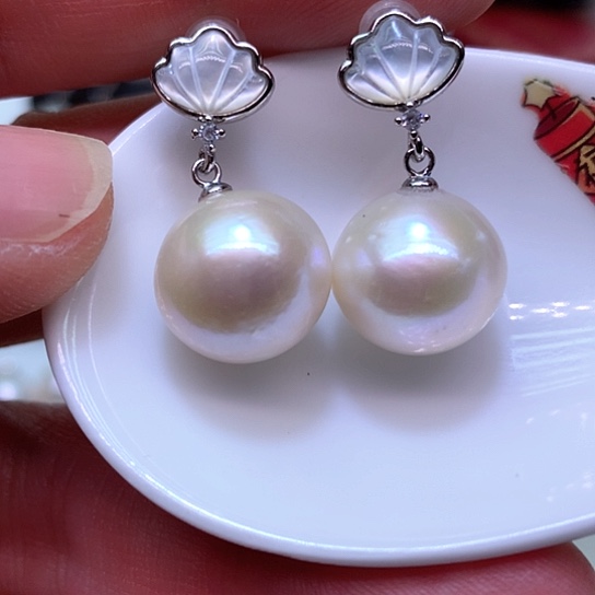 淡水珍珠耳饰银S925镶嵌