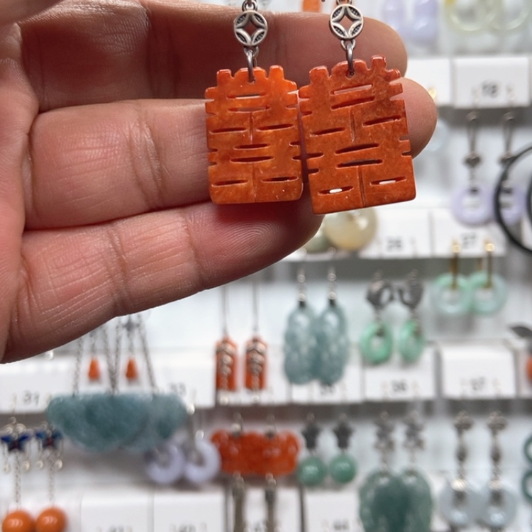 【闪购商品】翡翠耳饰银S925镶嵌优化处理