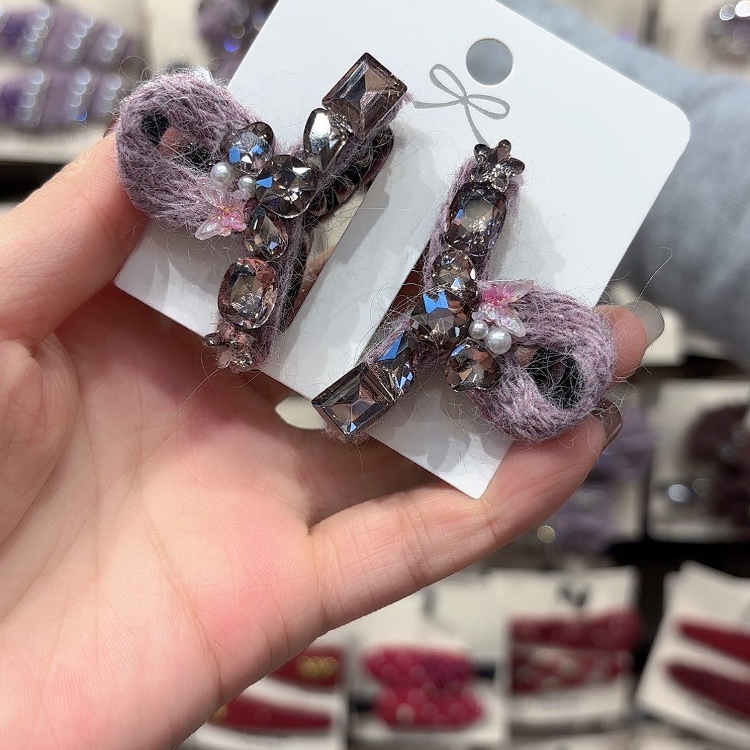 布艺铁合金玫瑰蝴蝶刘海抓一对