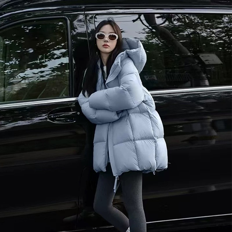 【现货钜惠 一件不留】连帽羽绒中长款泡芙感轻奢白鸭绒羽绒服-尚彩