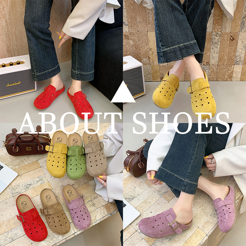 M88-2百搭厚底包头半拖鞋女夏季外穿2025新款洞洞鞋时尚ins复古