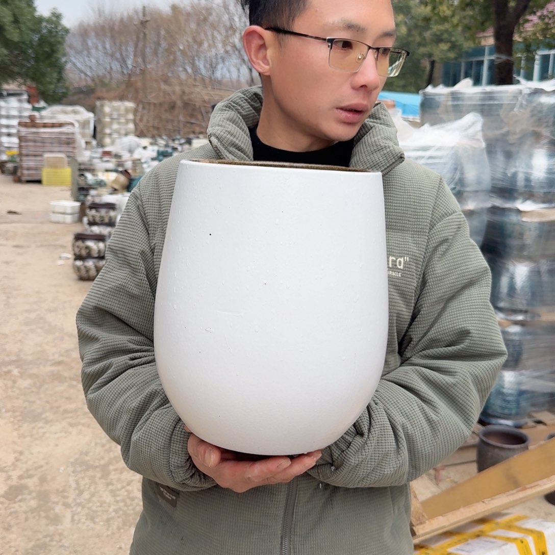 紫砂花盆口21高28.5（一个蛋壳白色胡