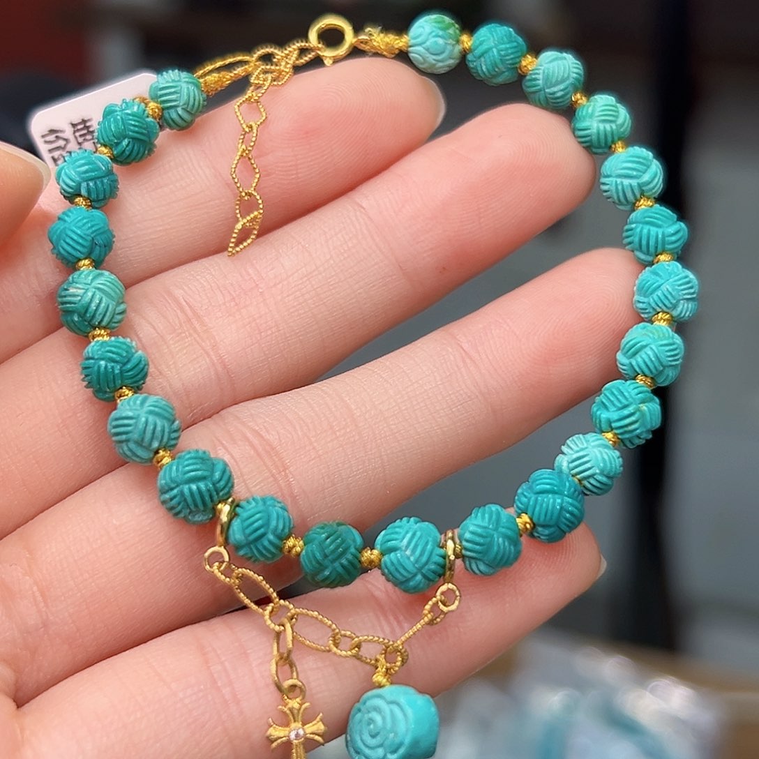 绿松石珠宝奇石18K金镶嵌