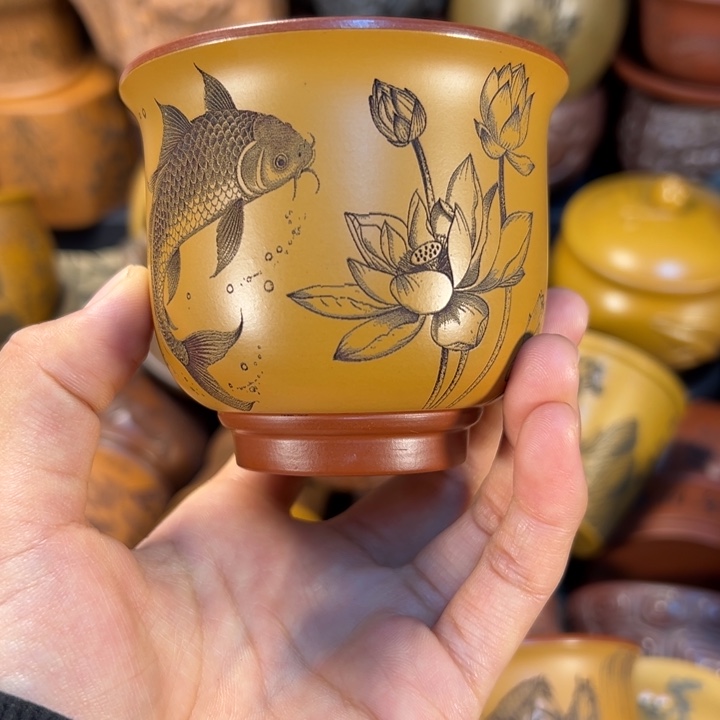 紫砂茶杯宜兴紫砂杯子