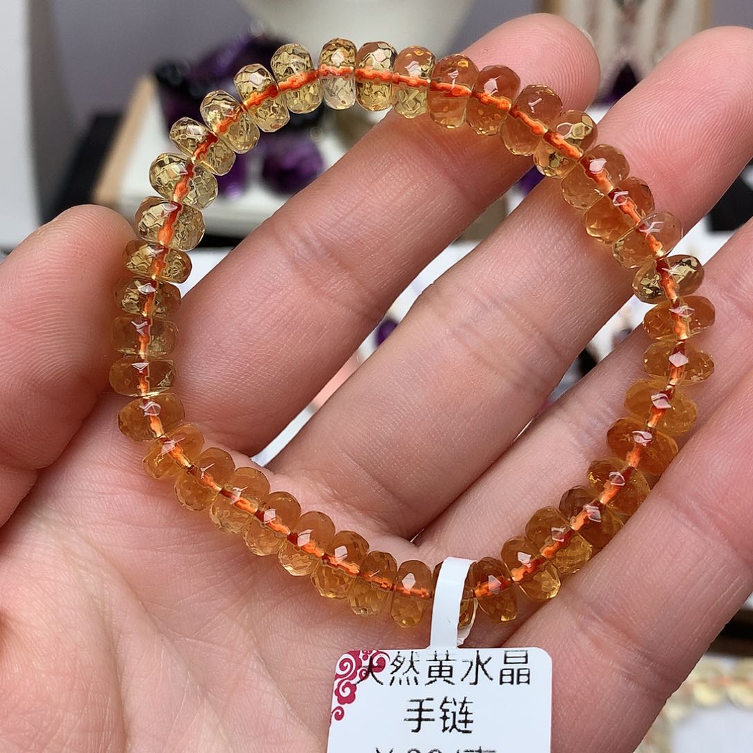 黄晶巴西暴力黄手串未镶嵌