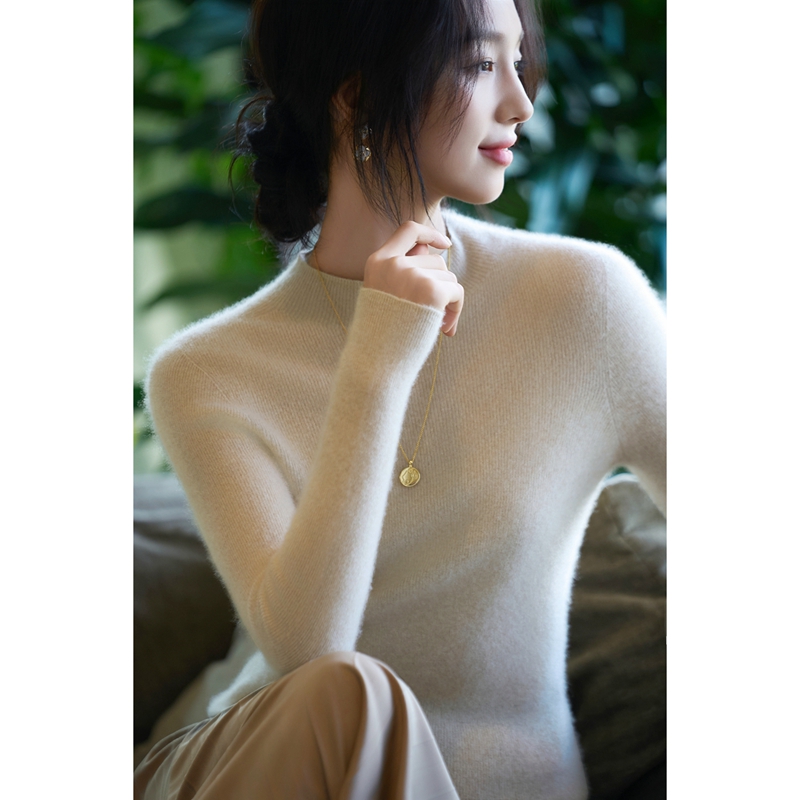 【人手一件】秋冬新款100纯羊毛衫女修身显瘦针织打底衫百搭