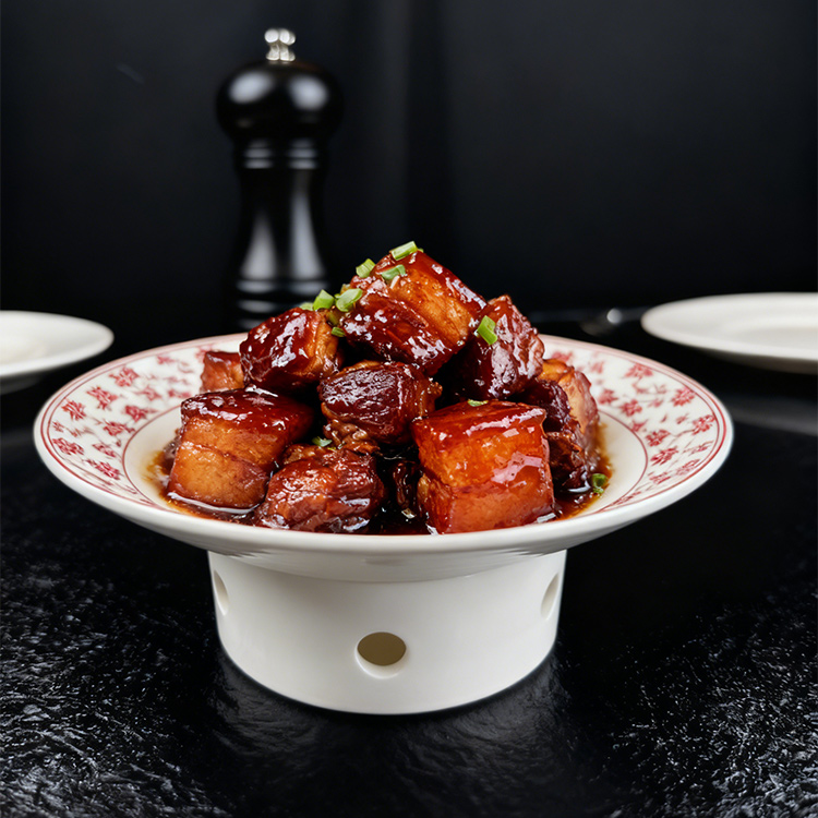 枫叶红祥凤保温明炉釉下彩欧式点心盘酒店中式珐琅彩瓷盘复古元素