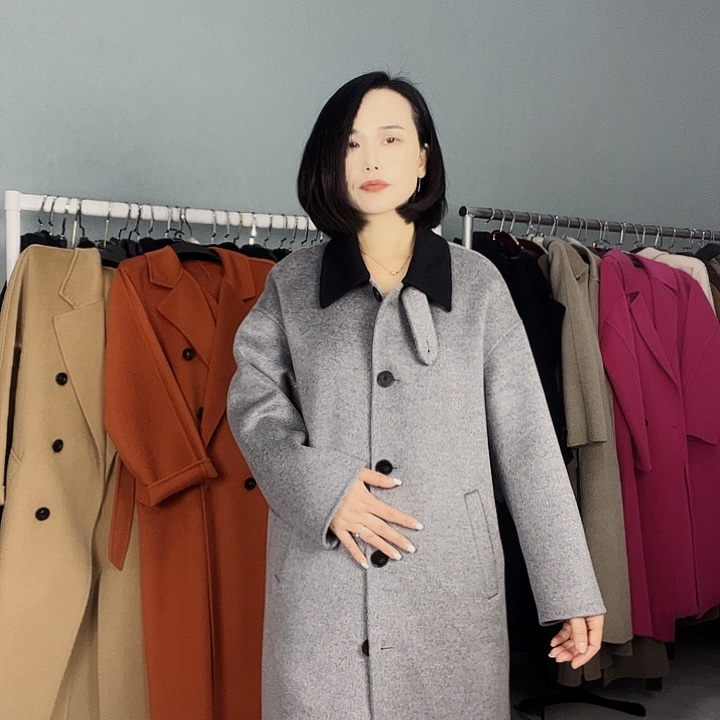 双面呢大衣S码灰色