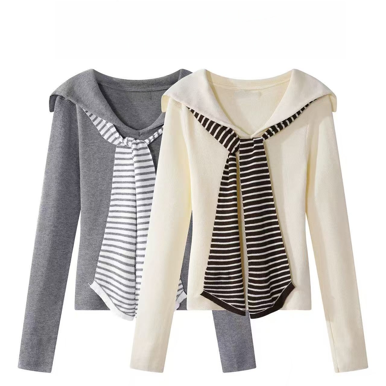 2025秋冬装新款大码海军蓝披肩针织衫女时尚百搭毛衣打底衫0115