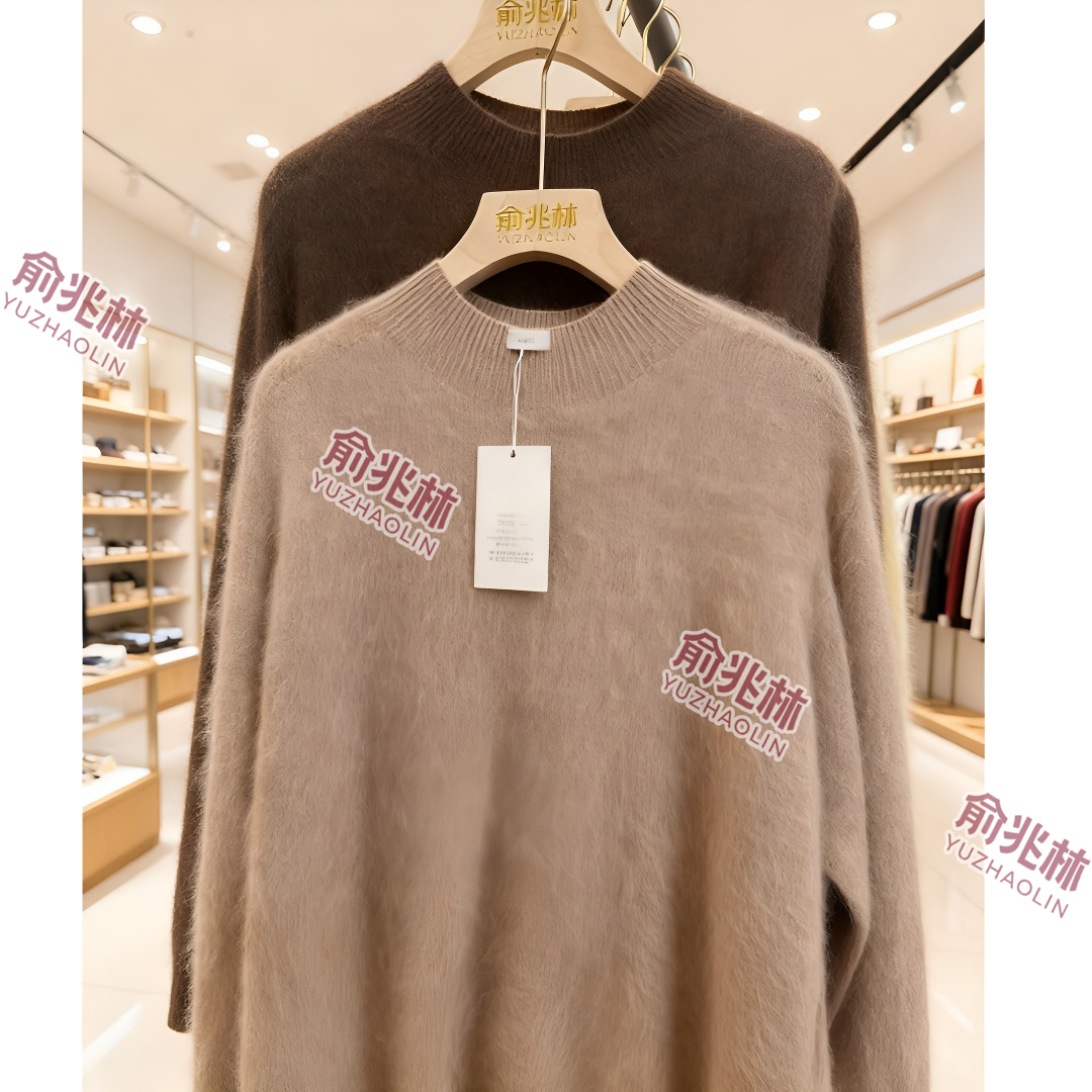 中领半高领圆领羊绒衫【无缝一体】羊绒拉绒针织衫羊绒内搭长袖