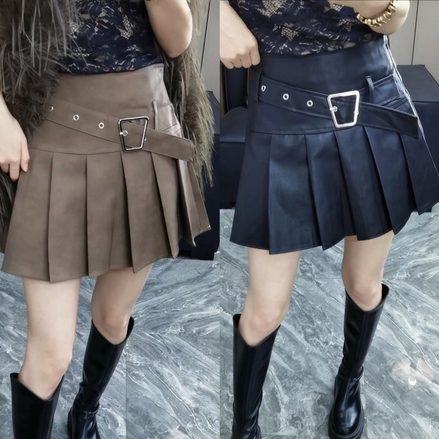 8623#M2025秋冬新款韩系ins复古小众高腰半身裙女百搭设计A字短裙