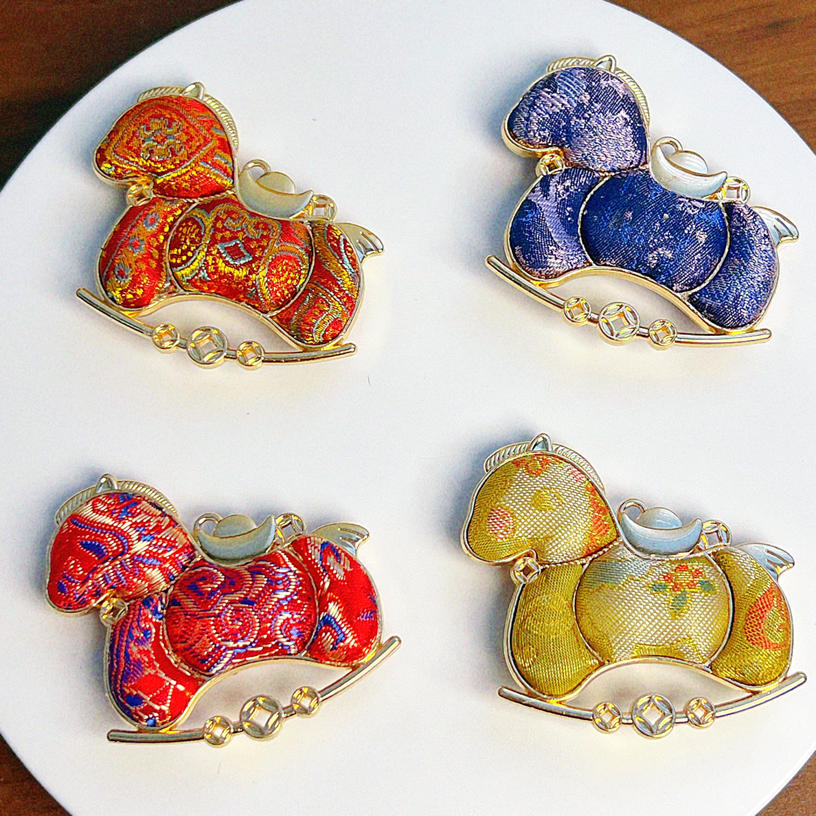 锌合金布艺吊坠 新中式宋锦挂件·