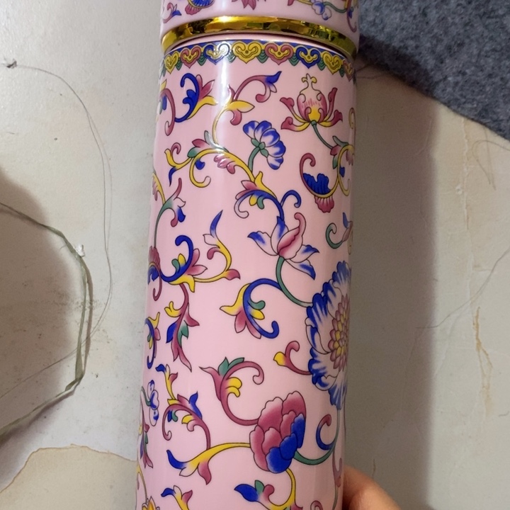 摆件陶红稀土珐琅彩保温杯