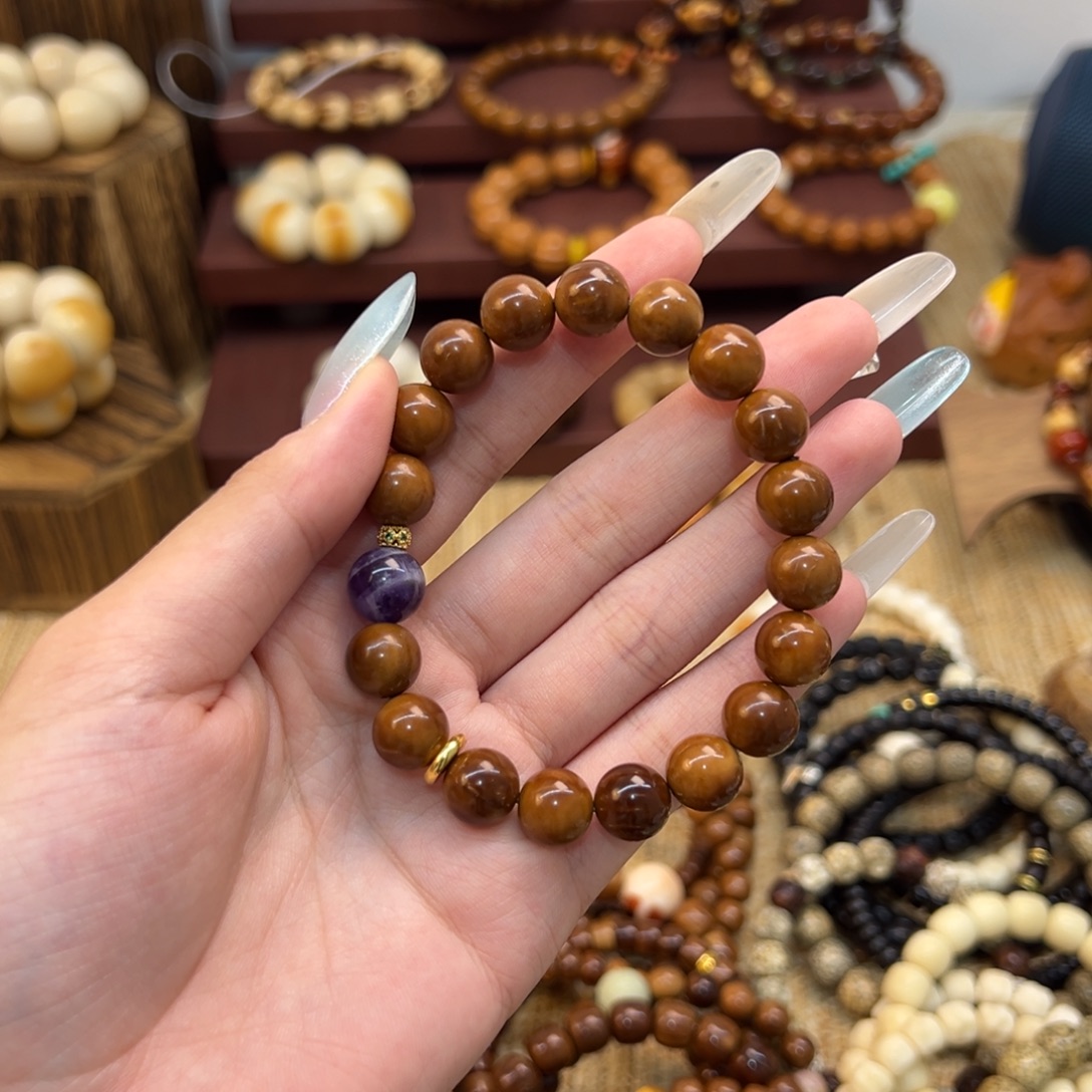 手***6手串库克搭配深紫色珠子