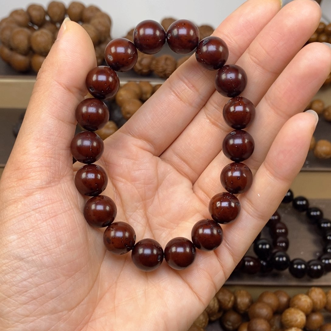 紫金鼠手串12红皮小光珠