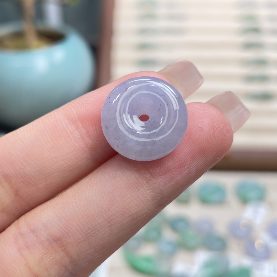 翡翠未镶嵌吊坠(不含链)a06冰紫乌鸡飘花平安扣