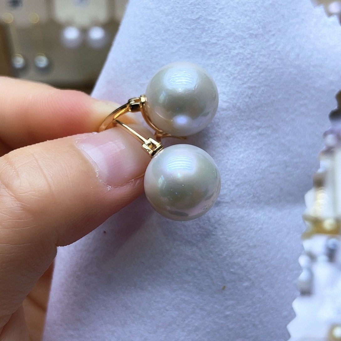 淡水珍珠耳饰银S925镶嵌