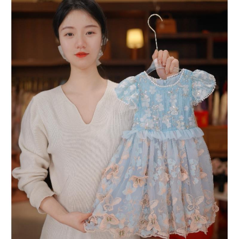 【Y.d4117】2025新款夏季女童绑带洋气礼服连衣裙夏款女宝公主裙