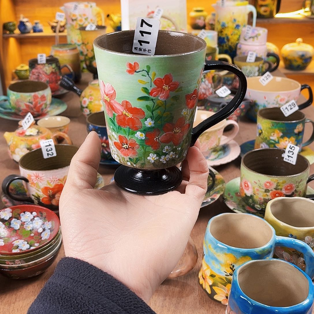 杯纯纯油画风高足杯