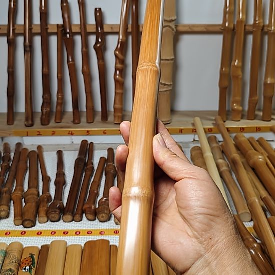 拾***富实心玉竹手持手把件