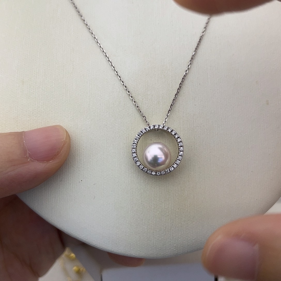 海水珍珠颈饰银S925镶嵌7-7.5吊坠