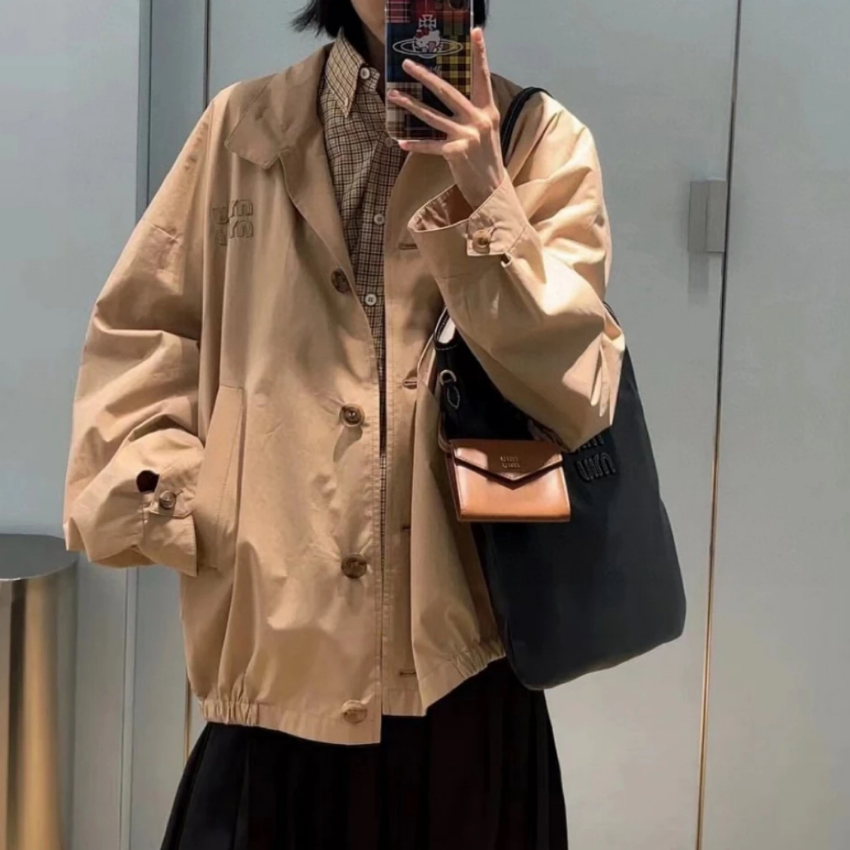 99新 MIU MIU/缪缪 刺绣logo翻领外套 38码 ys000321