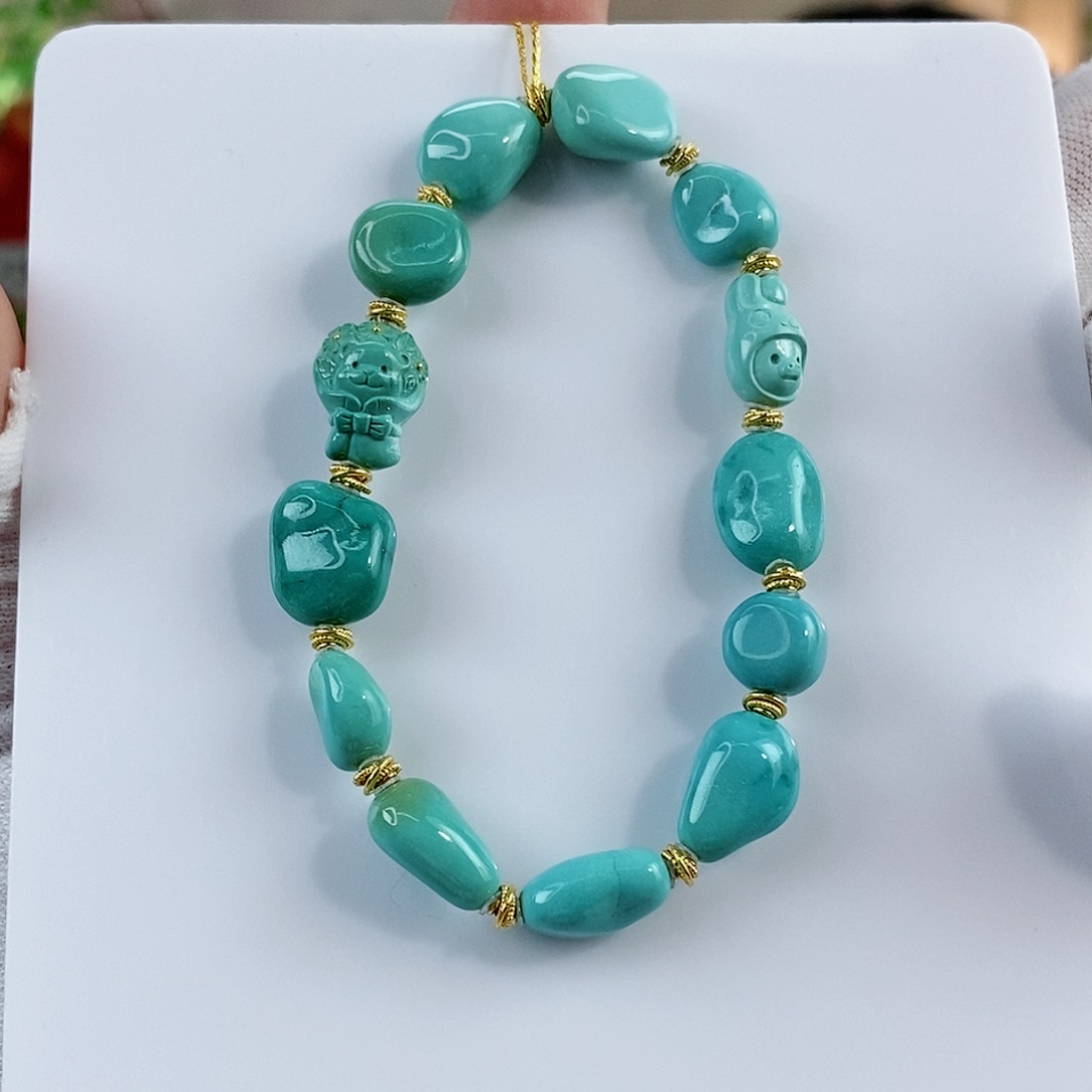 绿松石珠宝奇石18K金镶嵌