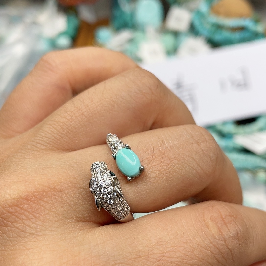 绿松石珠宝奇石银S925镶嵌