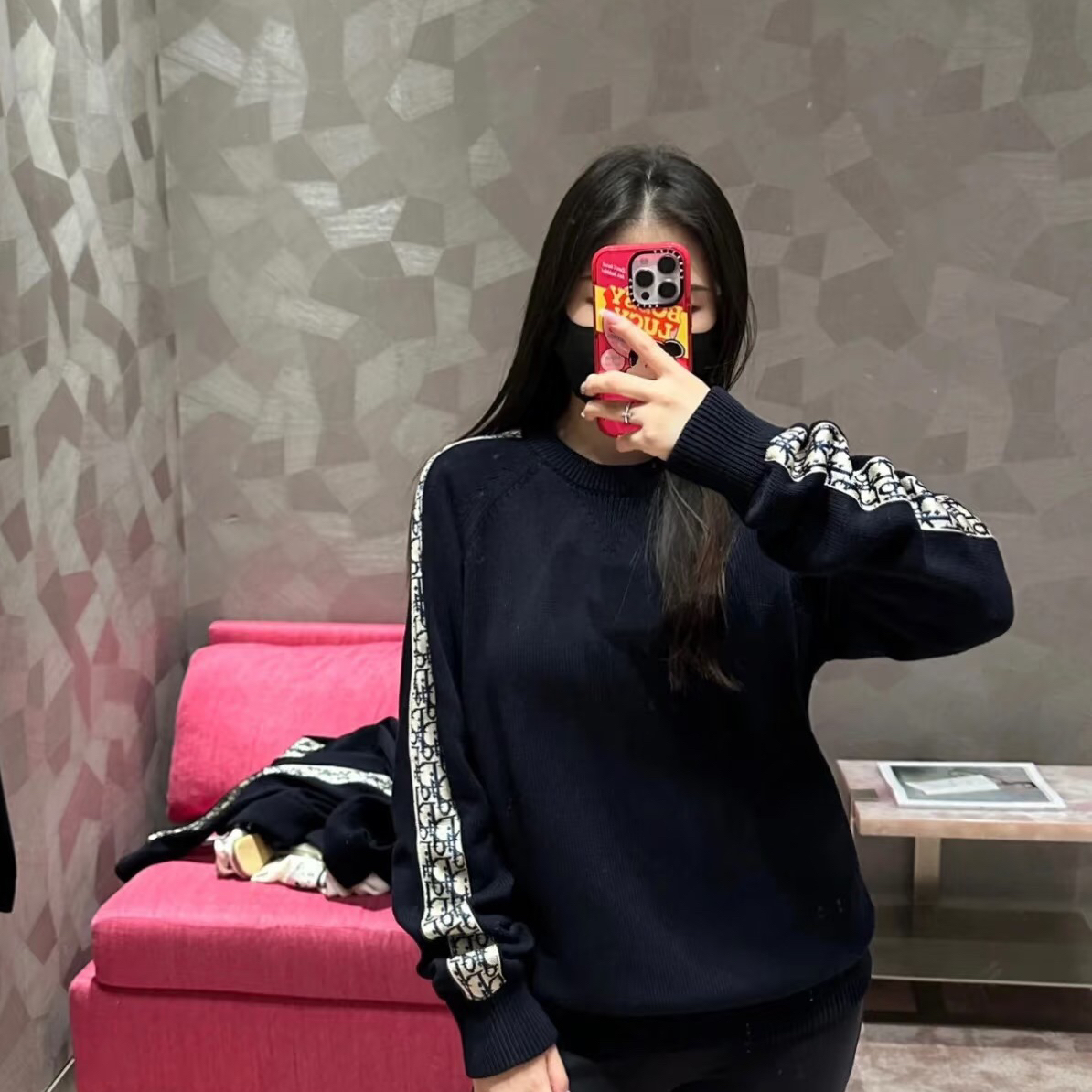 99新 DIOR/迪奥 XS码/深蓝色套头圆领针织毛衣/18284332