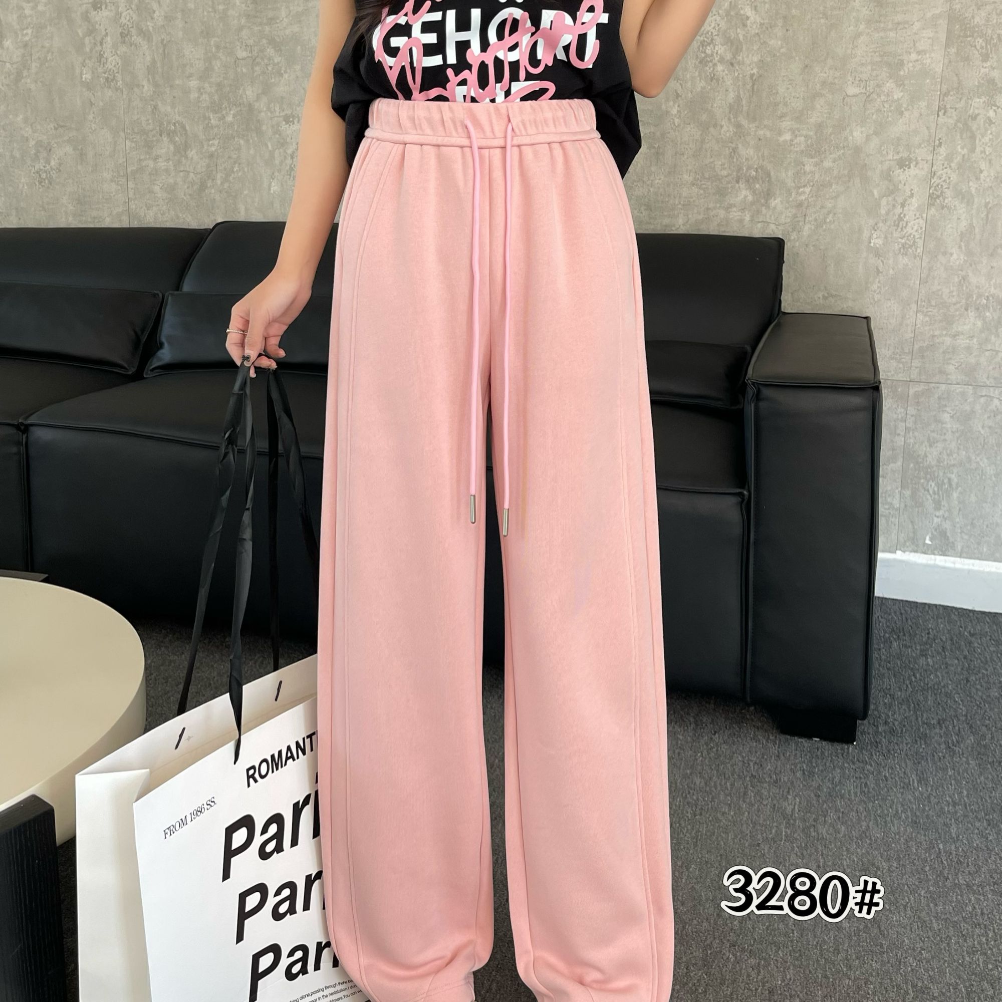 王姐专属-2025春季新品高腰垂感显瘦百搭休闲裤【本色-3280】