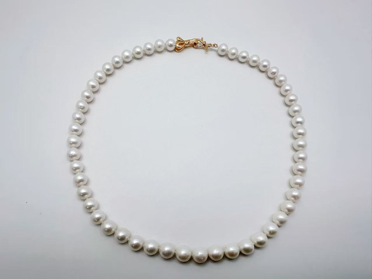 天然淡水珍珠无核圆有瑕7.5-8.5mm+S925银扣头项链优雅百搭经典