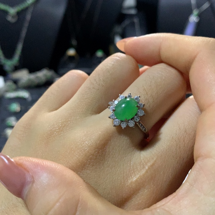 翡翠银S925镶嵌戒指