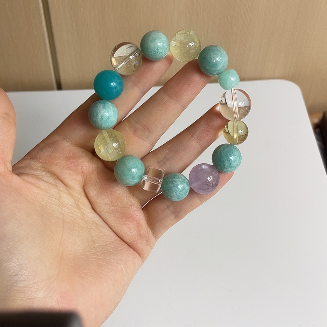 未镶嵌长石珠宝半成品手串天河石设计款