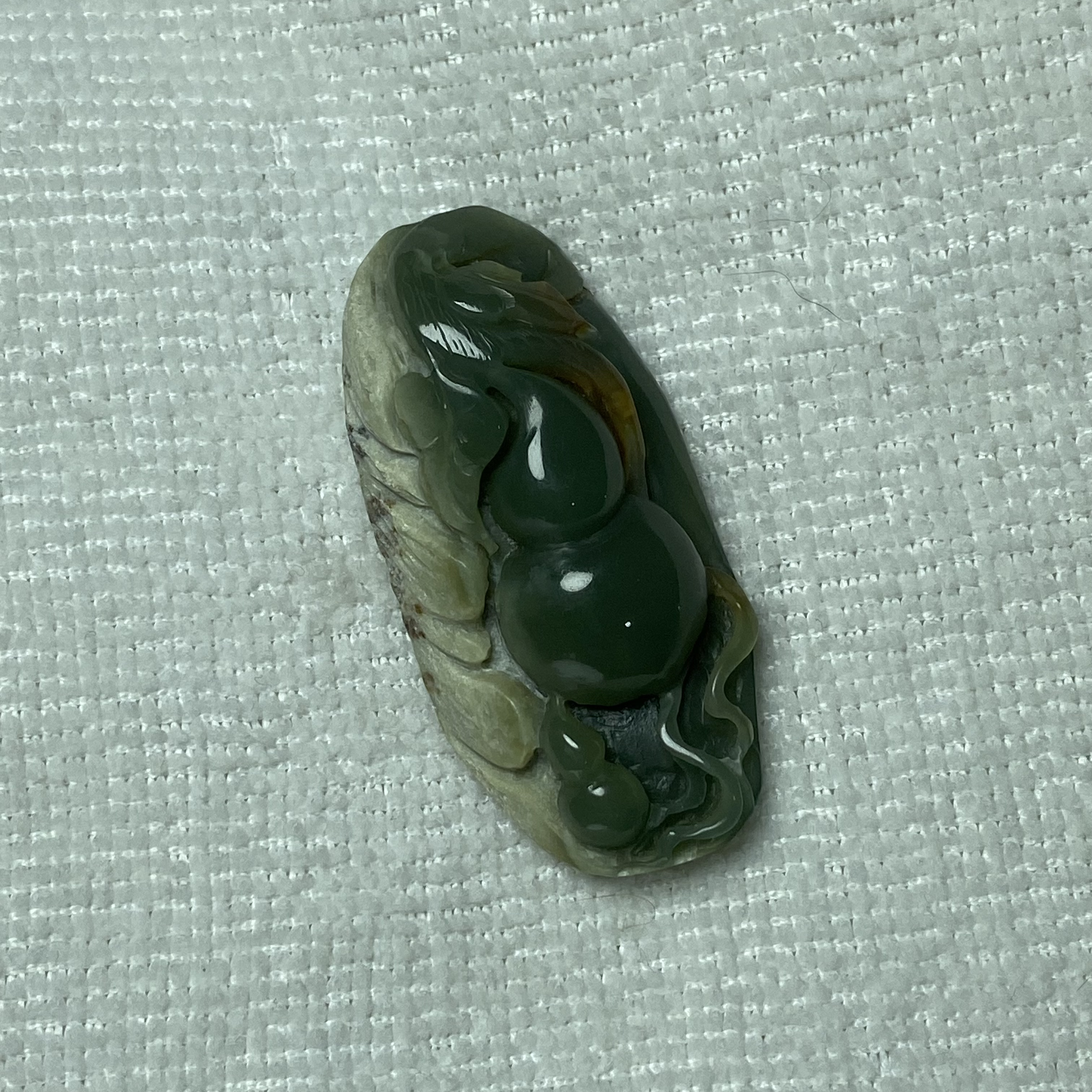 析木河磨玉葫芦吊坠原皮原色结构细腻油润