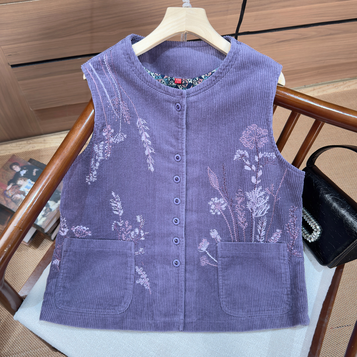 100%纯棉灯芯绒马甲薄款外套老太太坎肩全棉上衣奶奶衣服妈妈马甲