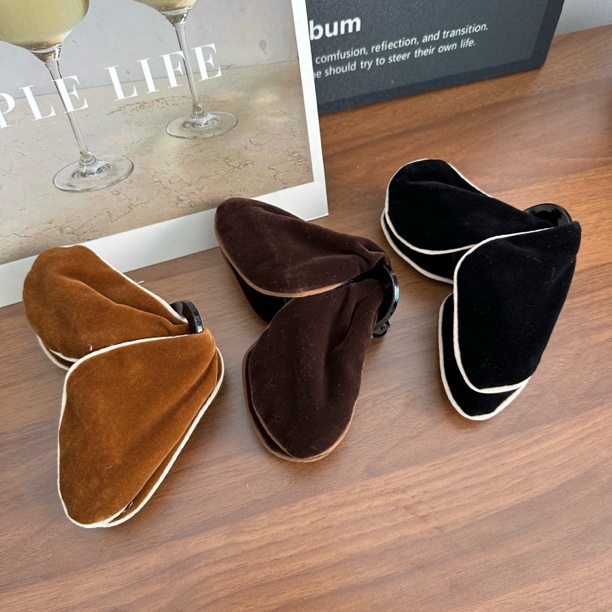 东大门ayanshe复古丝绒三角兔耳朵爱心抓夹2025新款复古大号A003