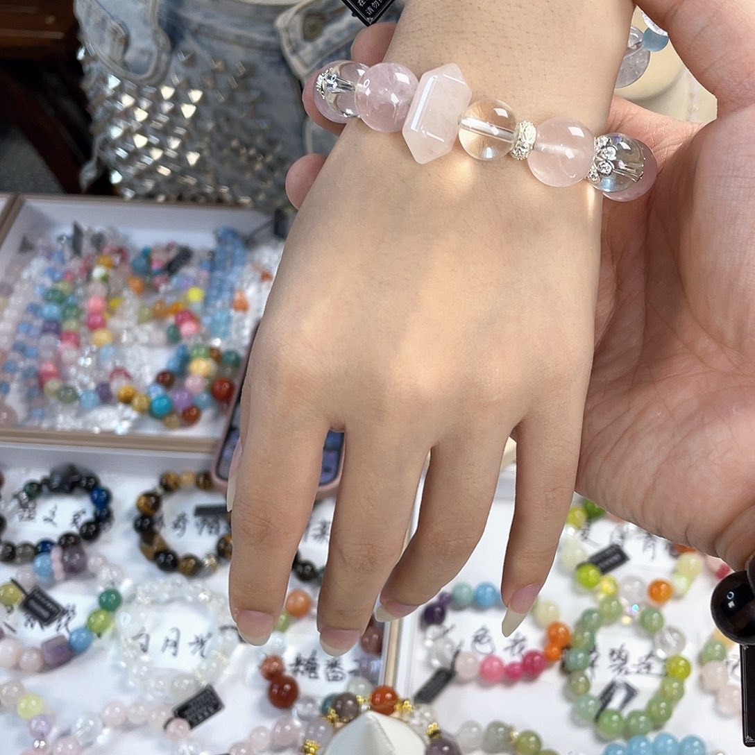 水晶手链银S925镀金镶嵌