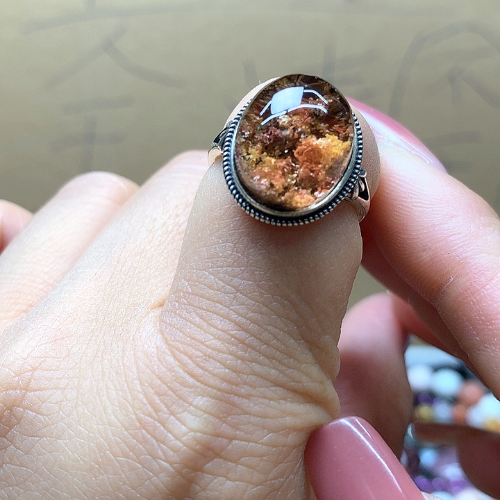 水晶水晶戒指银S925镶嵌B***、