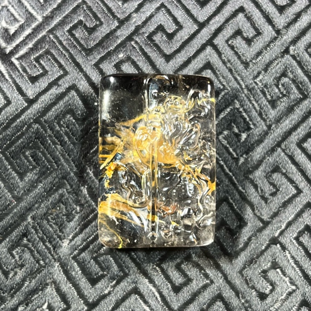 天然水晶纯手工雕刻钛晶关二爷吊坠项链