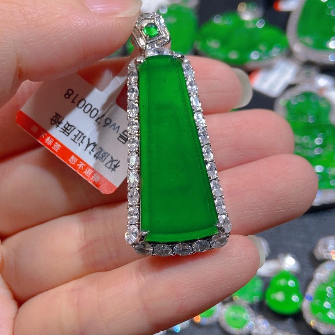 翡翠银S925镶嵌吊坠(不含链)