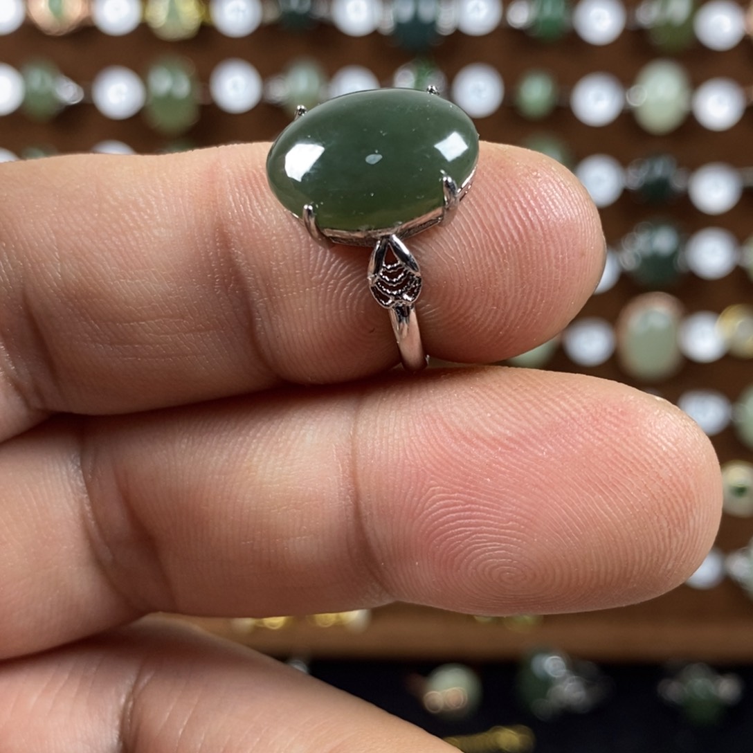 和田玉（青玉）戒指合金