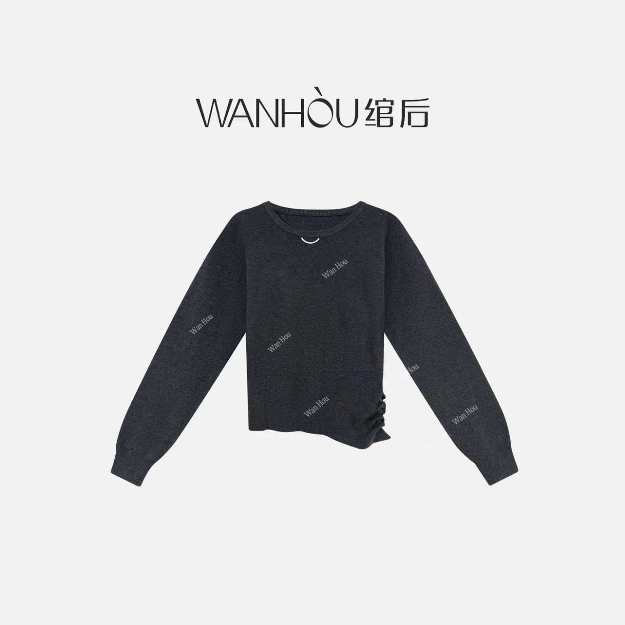 【C3957】#绾后-秋季宽松长袖上衣女毛衣打底衫高档圆领针织衫SS