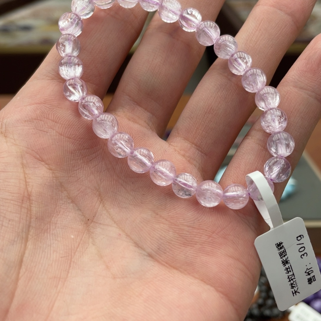 霉***吱手串锂辉石未镶嵌紫锂辉7